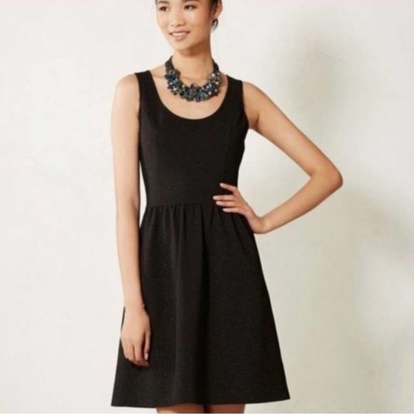 ANTHROPOLOGIE HD In Paris Starry Night Mini Dress Black Fit & Flare Size Medium - Picture 2 of 13